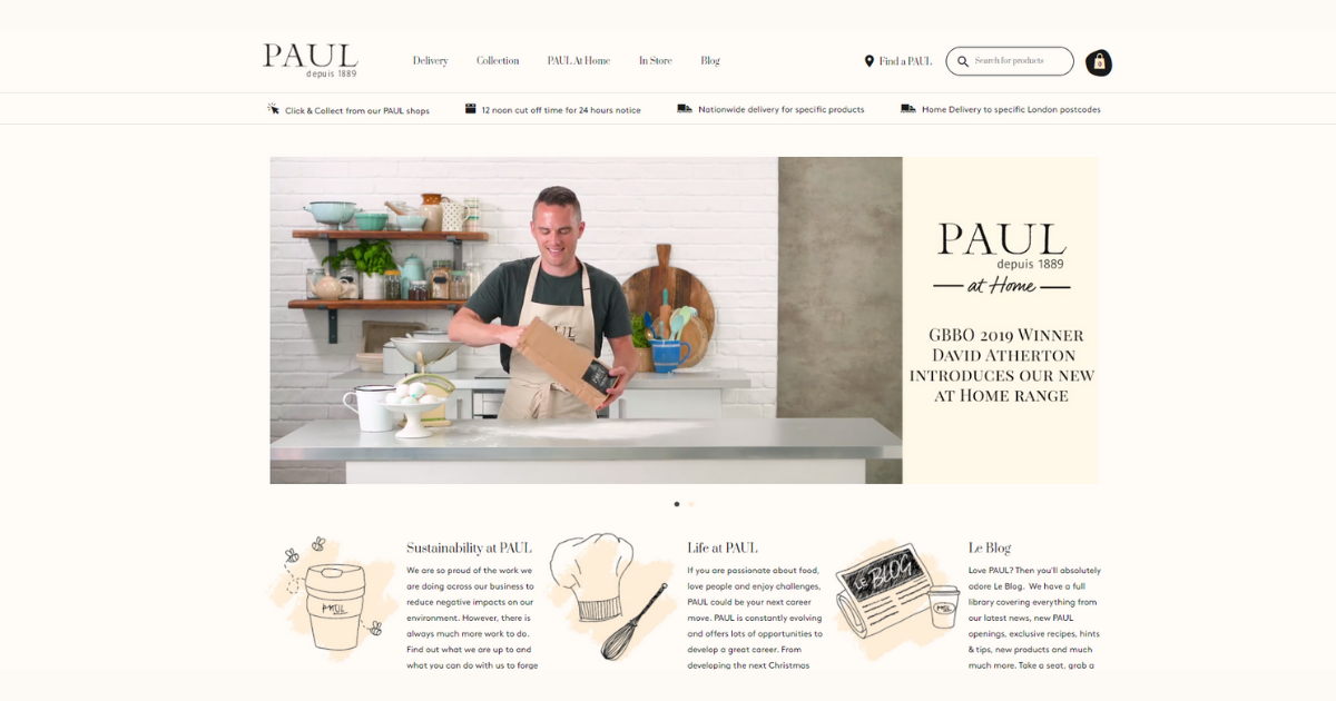 PAUL bakery вебсайт